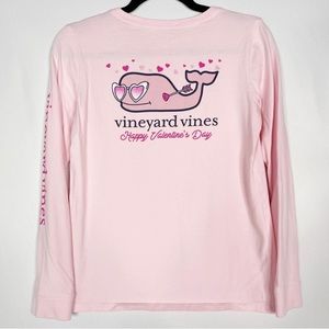 Vineyard Vines Girls Large 14 Valentines Day Whale Long Sleeve Tee Tshirt Pink